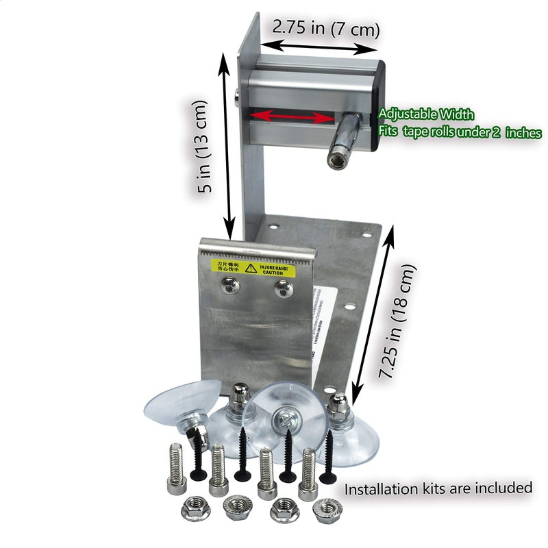 LDS Industry 2 inches Desktop Table Top/Wall Mounted Tape and Label Dispenser, Large Desktop Tape Dispenser for 2'' Tape, Stainless Steel Frame with Sucktion Cup Sucker TTD-02 - Image 2